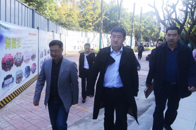 李書記一行在龍校長的陪同下步入雙中校園